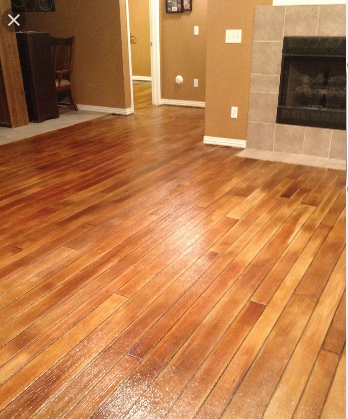 Residential Micro-topping - Home flooring installation with wood-look decorative finish