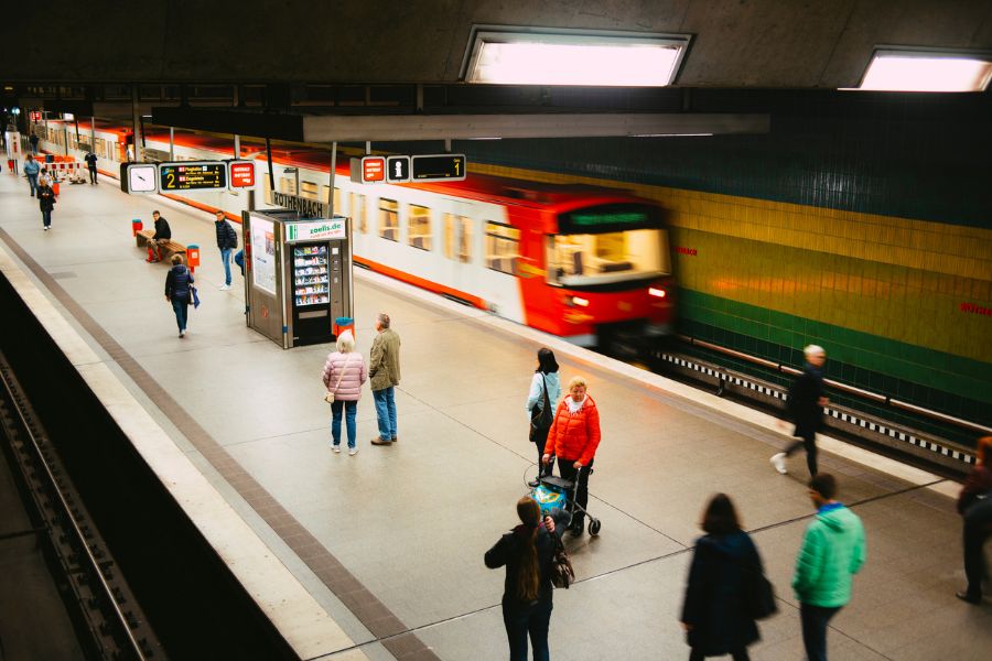 Modern subway station platform with durable flooring